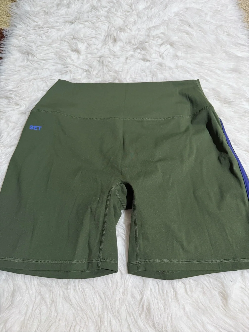 NEW Set Active XL / XXL Matching Set Green Blue Piping Leggings Sports Bra Short